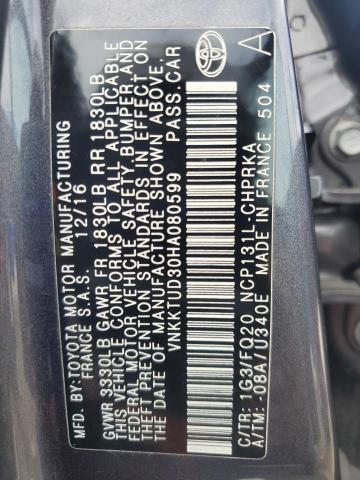 VNKKTUD30HA080599 - 2017 TOYOTA YARIS L ნაცრისფერი ფოტო 12