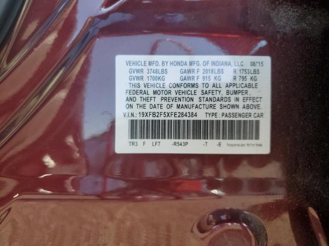 19XFB2F5XFE284384 - 2015 HONDA CIVIC LX BURGUNDY photo 12