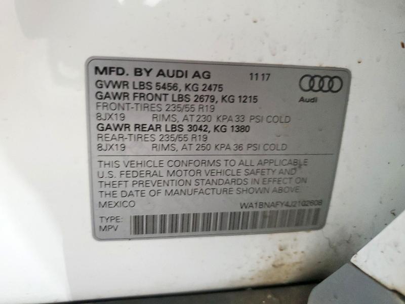 WA1BNAFY4J2102608 - 2018 AUDI Q5 PREMIUM PLUS თეთრი ფოტო 13