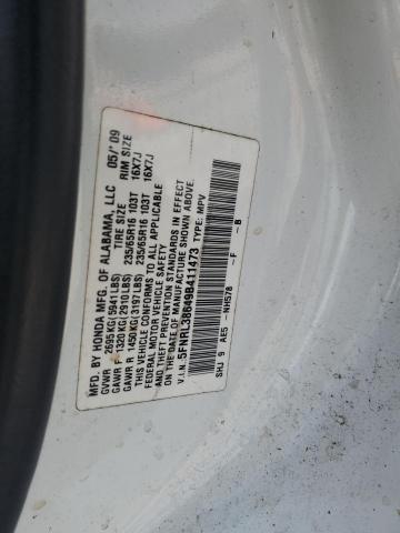 5FNRL38649B411473 - 2009 HONDA ODYSSEY EXL WHITE photo 13