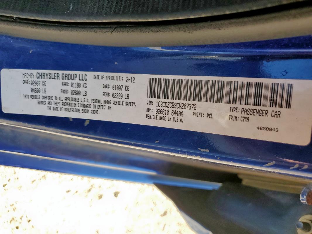 1C3CDZCB9CN207372 - 2012 DODGE AVENGER SXT Mavi foto 12