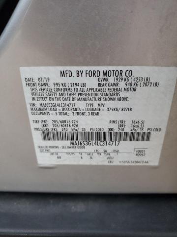 MAJ6S3GL4LC314717 - 2020 FORD ECOSPORT SE SILVER photo 13