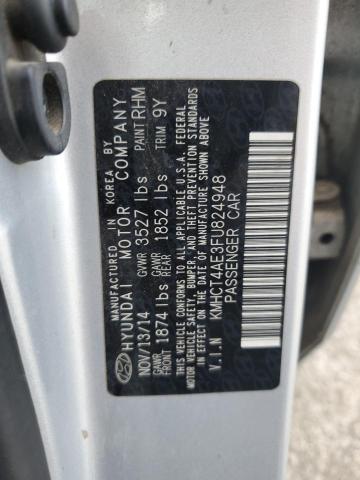 KMHCT4AE3FU824948 - 2015 HYUNDAI ACCENT GLS SILVER photo 12