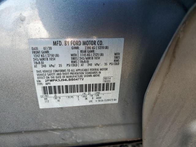 2FMPK3J94LBB04772 - 2020 FORD EDGE SEL SILVER photo 13