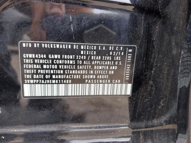 3VWPP7AJ9EM611480 - 2014 VOLKSWAGEN JETTA S BLACK photo 12