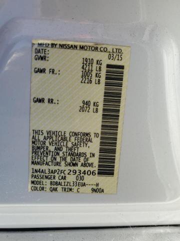 1N4AL3AP2FC293406 - 2015 NISSAN ALTIMA 2.5 თეთრი ფოტო 12