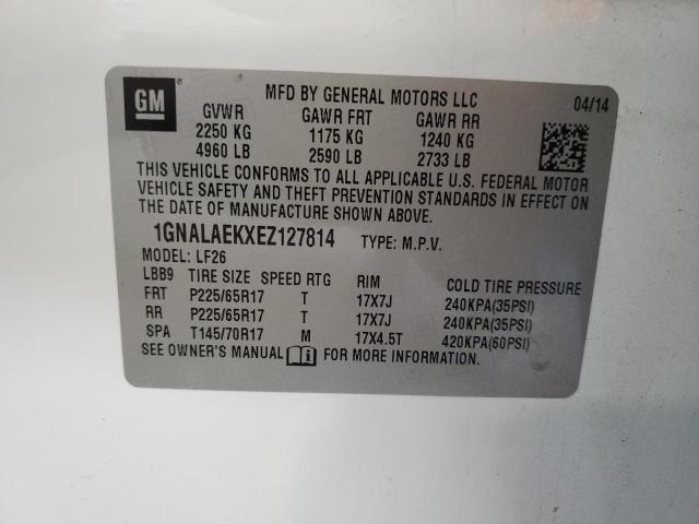 1GNALAEKXEZ127814 - 2014 CHEVROLET EQUINOX LS WHITE photo 13