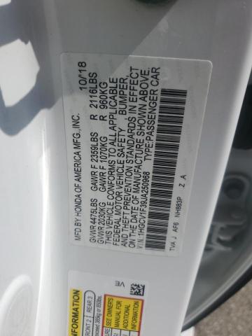 1HGCV1F39JA250968 - 2018 HONDA ACCORD SPORT Білий фото 12