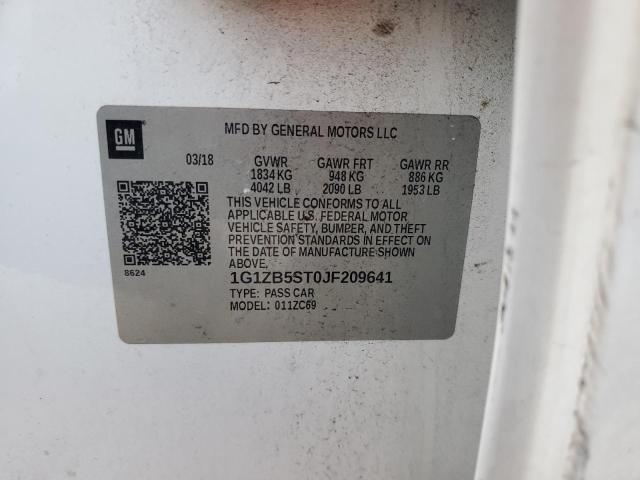 1G1ZB5ST0JF209641 - 2018 CHEVROLET MALIBU LS أبيض صورة 13