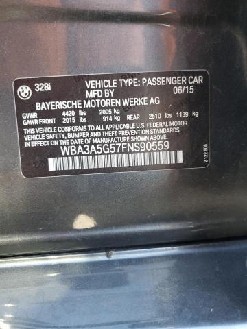 WBA3A5G57FNS90559 - 2015 BMW 328 I CHARCOAL photo 12