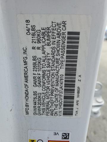 1HGCV1F37JA147810 - 2018 HONDA ACCORD SPORT Ağ foto 12