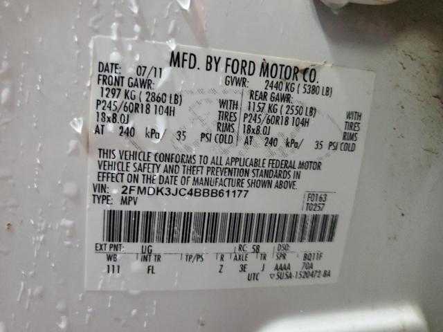 2FMDK3JC4BBB61177 - 2011 FORD EDGE SEL Ağ foto 14