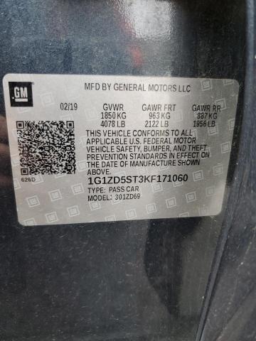 1G1ZD5ST3KF171060 - 2019 CHEVROLET MALIBU LT Графитовый фото 12