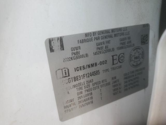 1GCGTBE31F1244585 - 2015 CHEVROLET COLORADO LT WHITE photo 12