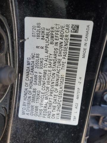 2HGFC1E55LH706281 - 2020 HONDA CIVIC SI BLACK photo 12
