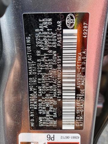 4T1BF1FK1HU386191 - 2017 TOYOTA CAMRY LE GRAY photo 12