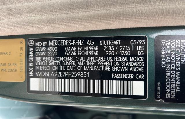 WDBEA92E7PF259851 - 1993 MERCEDES-BENZ 300 TE GREEN photo 10