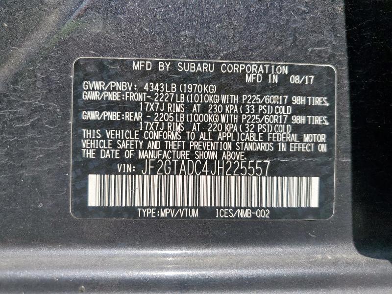 JF2GTADC4JH225557 - 2018 SUBARU CROSSTREK PREMIUM Grau Foto 13