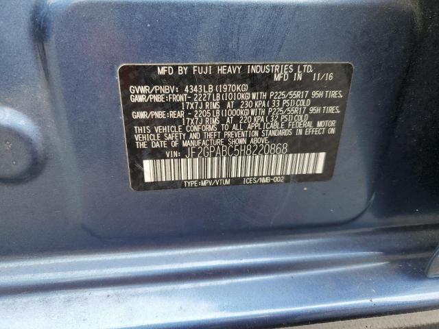 JF2GPABC5H8220868 - 2017 SUBARU CROSSTREK PREMIUM Azul foto 12