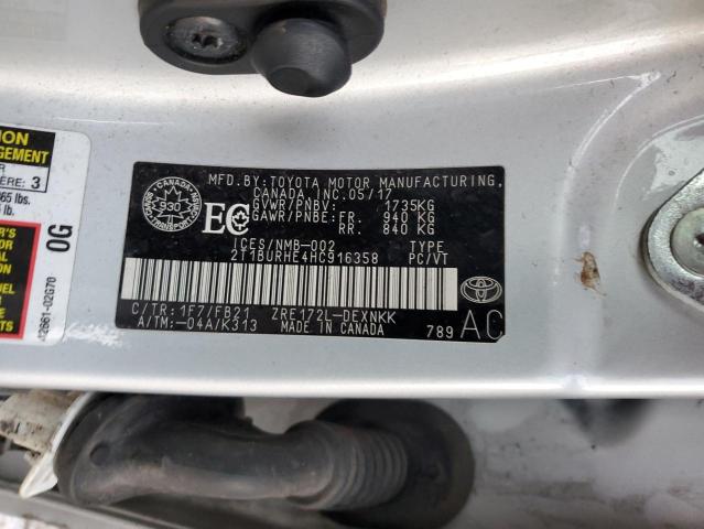 2T1BURHE4HC916358 - 2017 TOYOTA COROLLA L SILVER photo 13