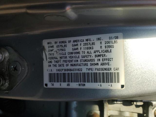 1HGCP368X8A031822 - 2008 HONDA ACCORD EXL SILVER photo 13