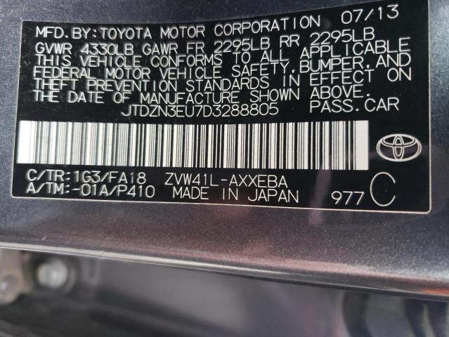 JTDZN3EU7D3288805 - 2013 TOYOTA PRIUS V GRAY photo 12