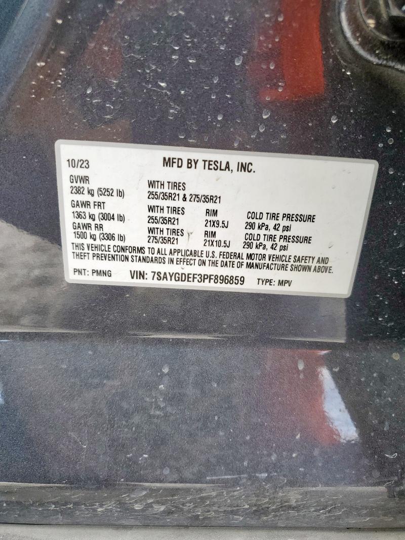 7SAYGDEF3PF896859 - 2023 TESLA MODEL Y Մոխրագույն լուսանկար 14