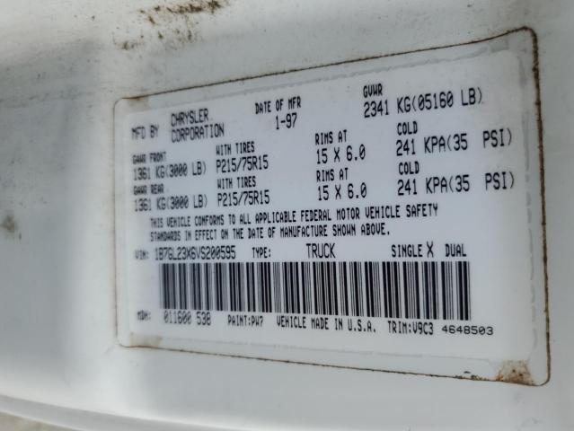 1B7GL23X6VS200595 - 1997 DODGE DAKOTA 白色 照片 12
