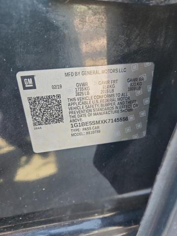 1G1BE5SMXK7145556 - 2019 CHEVROLET CRUZE LT შავი ფოტო 12