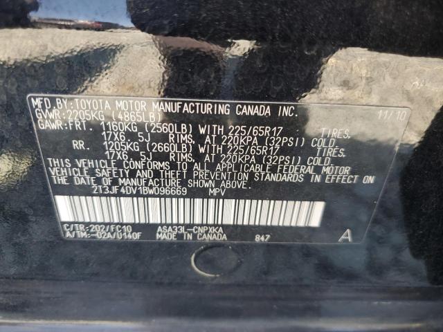 2T3JF4DV1BW096669 - 2011 TOYOTA RAV4 Қара фото 13