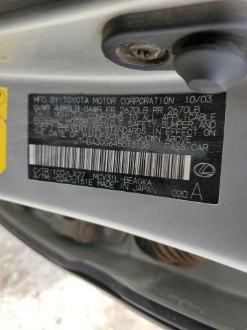 JTHBA30G645013136 - 2004 LEXUS ES 330 SILVER photo 12