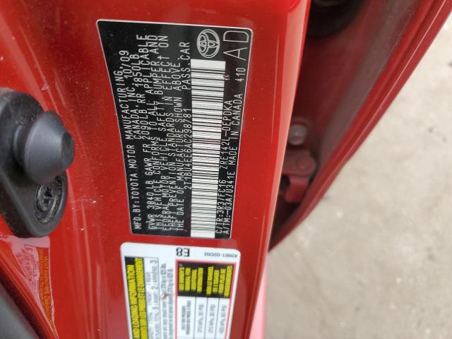 2T1BU4EE6AC298781 - 2010 TOYOTA COROLLA BASE RED photo 12