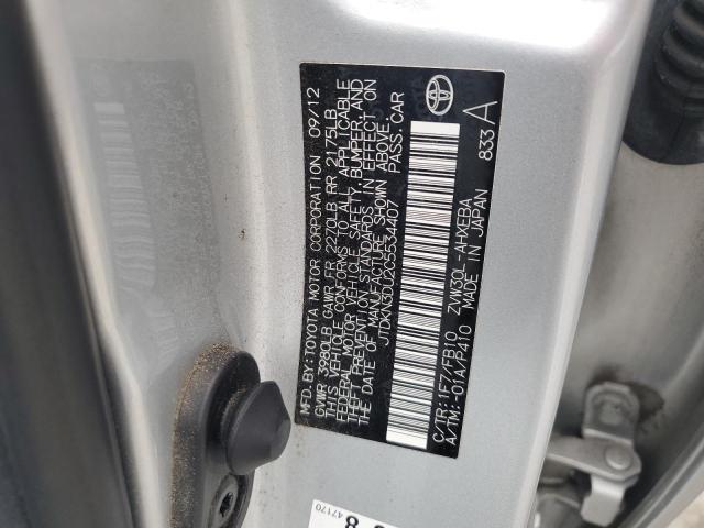 JTDKN3DU2C5534407 - 2012 TOYOTA PRIUS SILVER photo 12