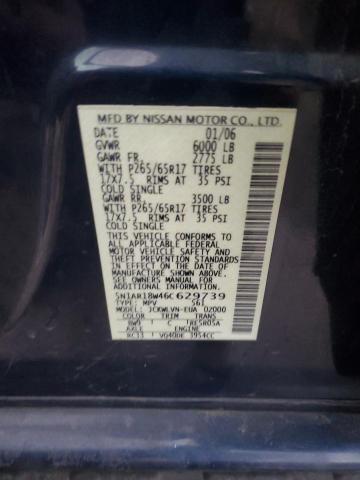 5N1AR18W46C629739 - 2006 NISSAN PATHFINDER LE ლურჯი ფოტო 13