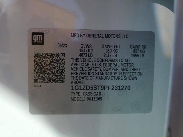 1G1ZD5ST9PF231270 - 2023 CHEVROLET MALIBU LT Սպիտակ լուսանկար 13