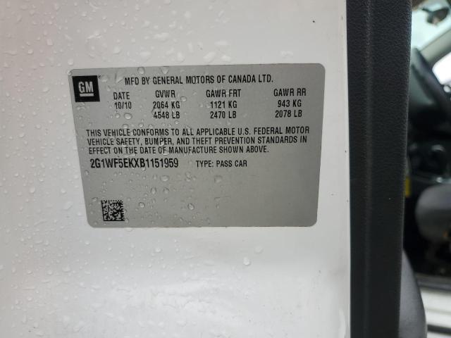 2G1WF5EKXB1151959 - 2011 CHEVROLET IMPALA LS WHITE photo 13