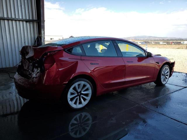5YJ3E1EA8NF303798 - 2022 TESLA MODEL 3 红色 照片 3