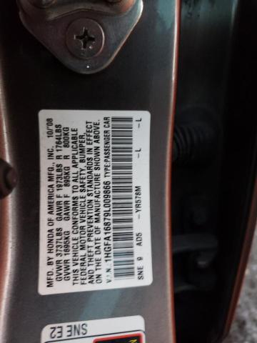 1HGFA16879L009866 - 2009 HONDA CIVIC EX GRAY photo 13