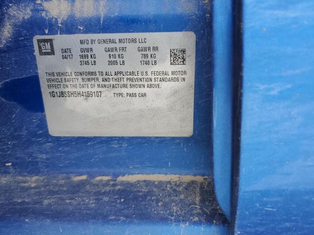 1G1JB5SH5H4159107 - 2017 CHEVROLET SONIC LS 蓝色 照片 12