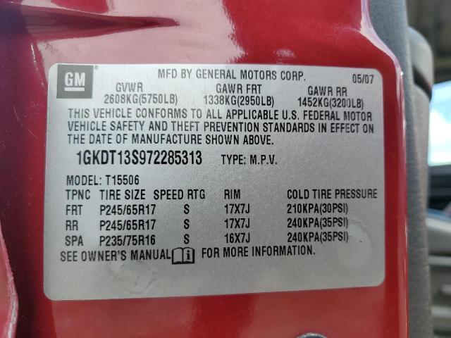 1GKDT13S972285313 - 2007 GMC ENVOY Bordo foto 14