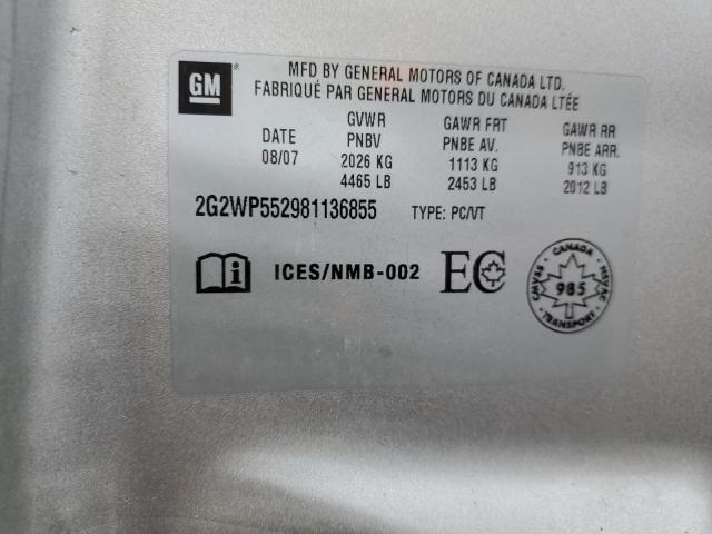 2G2WP552981136855 - 2008 PONTIAC GRAND PRIX 银色 照片 12