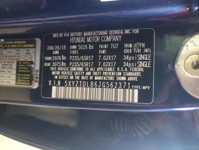 5XYZTDLB6JG562371 - 2018 HYUNDAI SANTA FE S Bleu photo 13