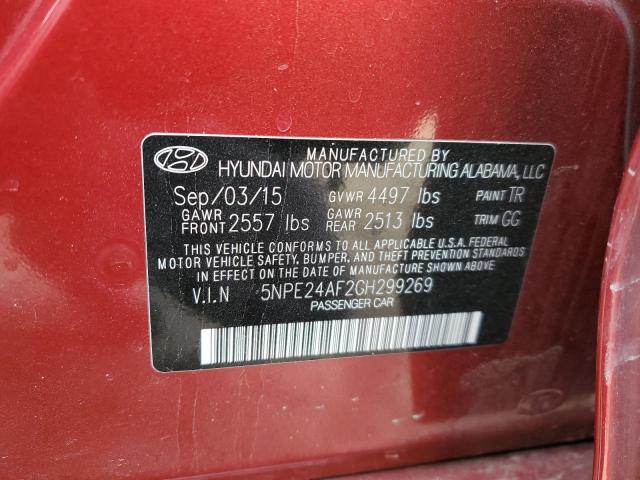 5NPE24AF2GH299269 - 2016 HYUNDAI SONATA SE RED photo 12