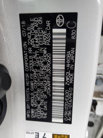 JTDKARFP7J3090620 - 2018 TOYOTA PRIUS PRIM თეთრი ფოტო 12