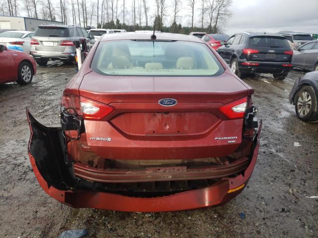 3FA6P0LU8ER260163 - 2014 FORD FUSION SE HYBRID RED photo 6