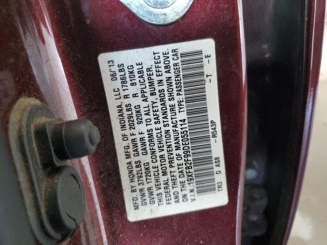 19XFB2F99DE055114 - 2013 HONDA CIVIC EXL Burdeos foto 12