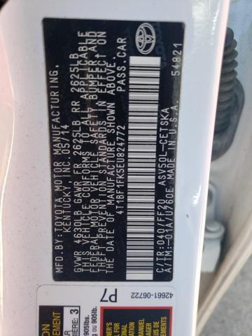 4T1BF1FK5EU824772 - 2014 TOYOTA CAMRY L WHITE photo 12