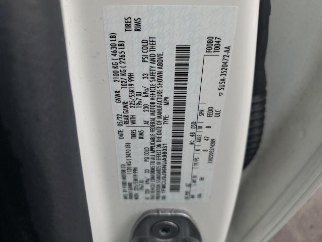 1FMCU9J96NUA98031 - 2022 FORD ESCAPE TITANIUM WHITE photo 12