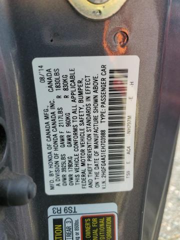 2HGFG4A51EH703988 - 2014 HONDA CIVIC SI GRAY photo 12