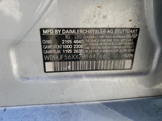 WDBUF56XX7B144766 - 2007 MERCEDES-BENZ E 350 银色 照片 12